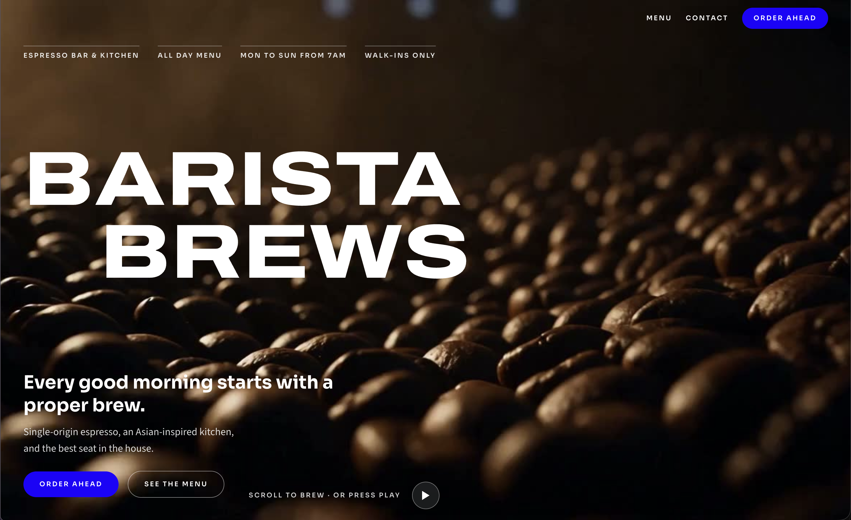 Barista Brews website